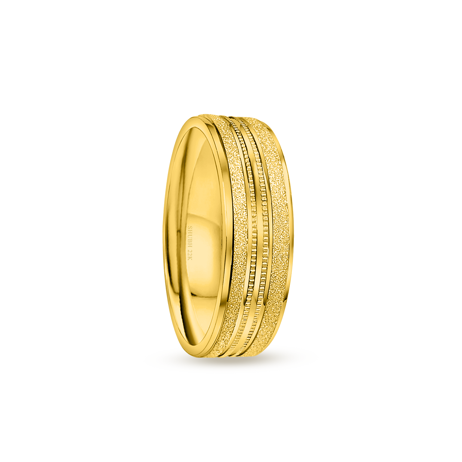 22K Gold StarDust Grain Wedding Band