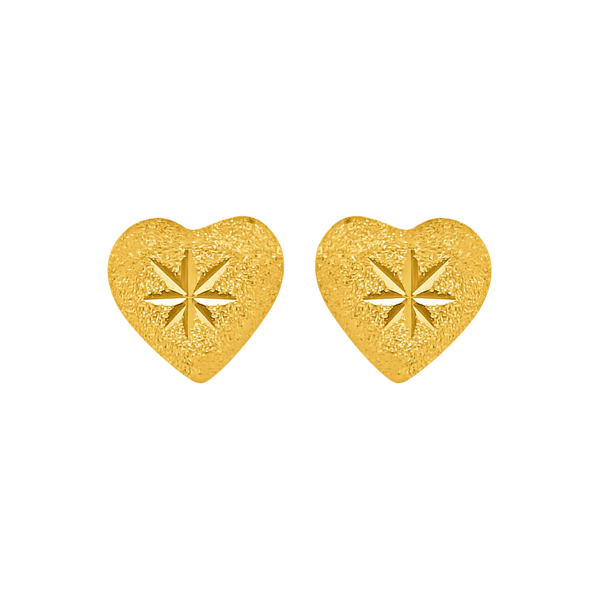 22K Gold Sand Heart Stud Earrings