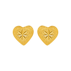 22K Gold Sand Heart Stud Earrings