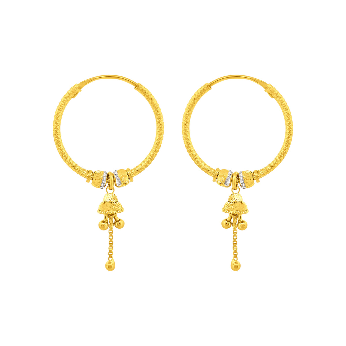 22K Gold Charming  Bali Earrings
