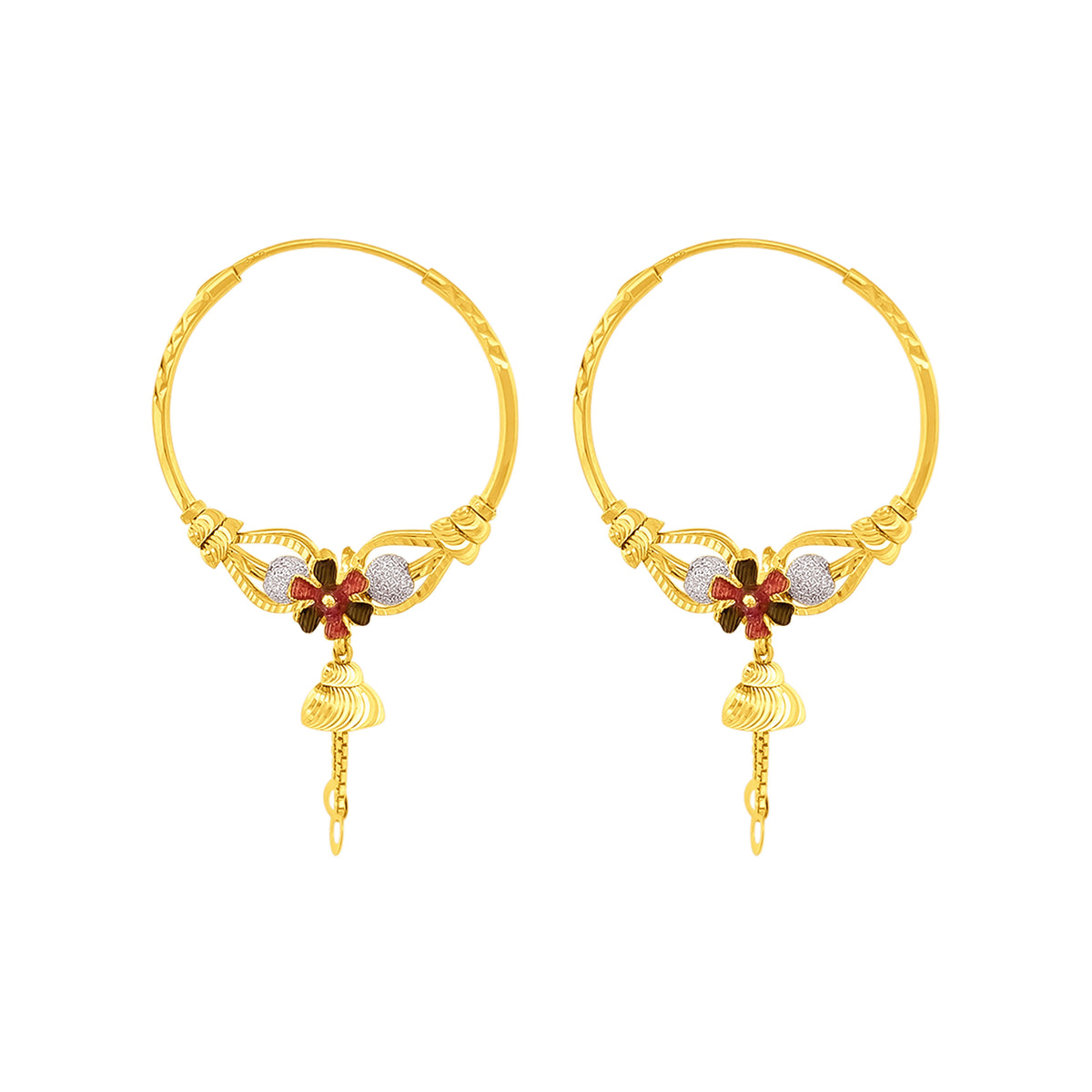 22K Gold Double Side Bali Earrings