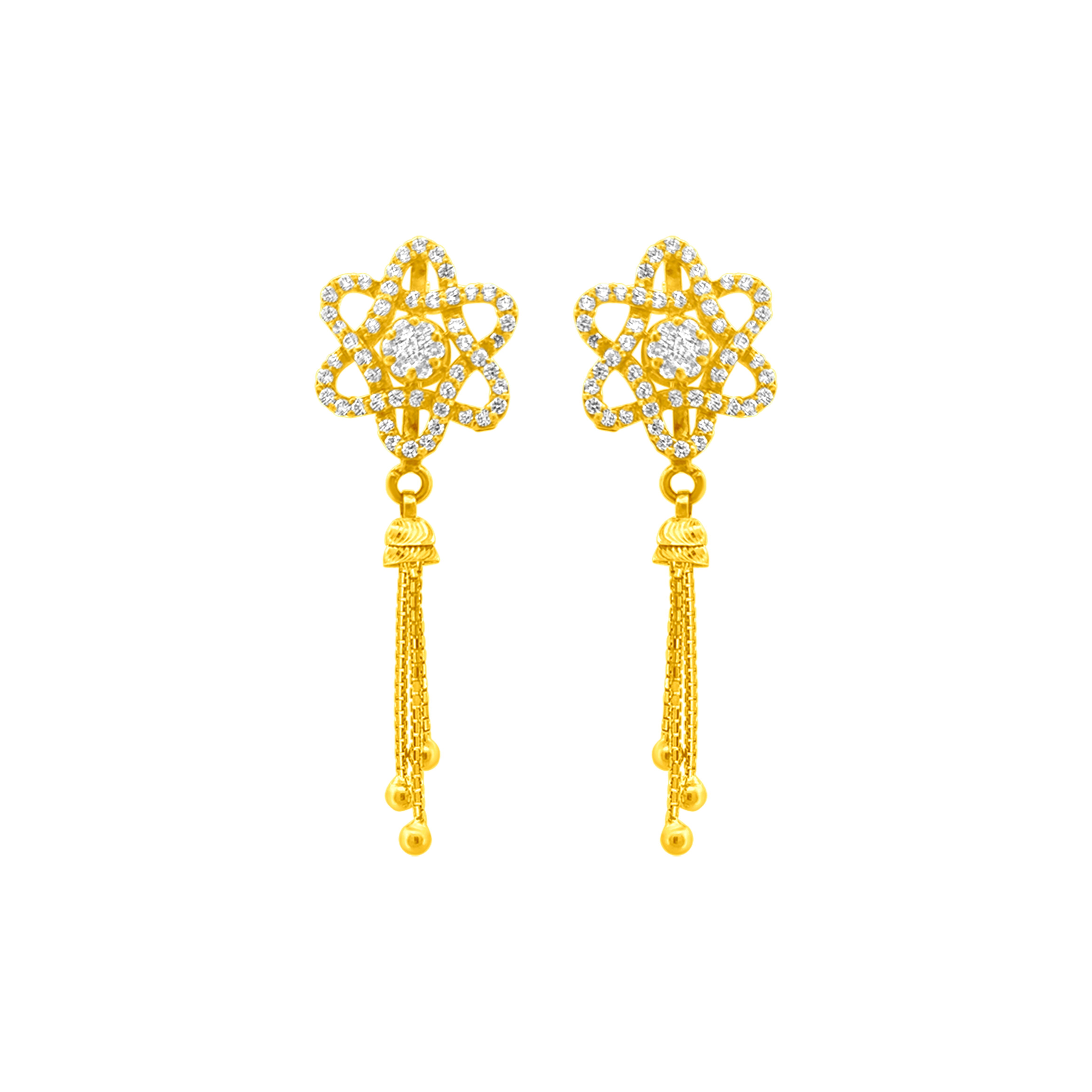 22K Gold Elegant Floral Earrings