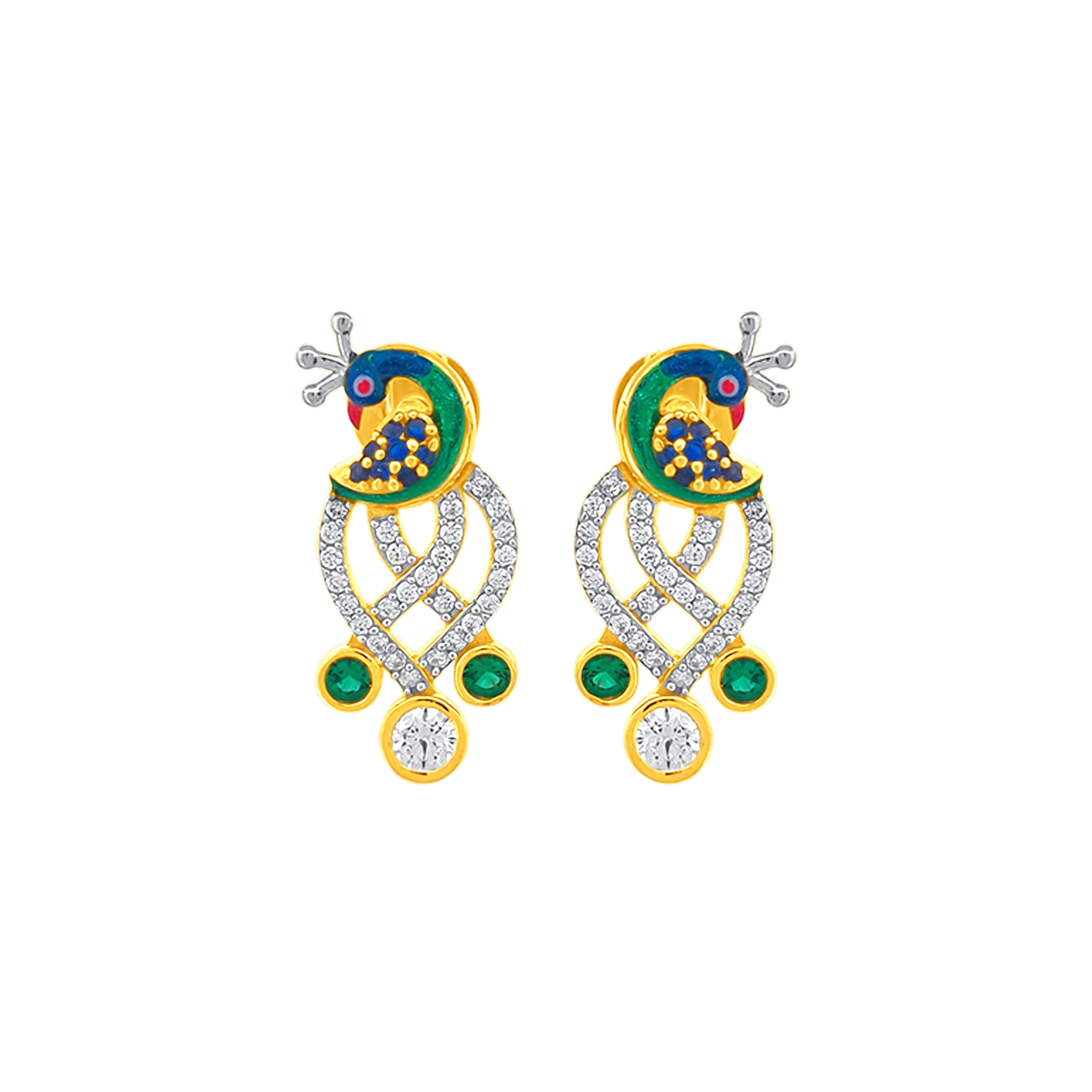 22K Gold Elegant Peacock Earrings