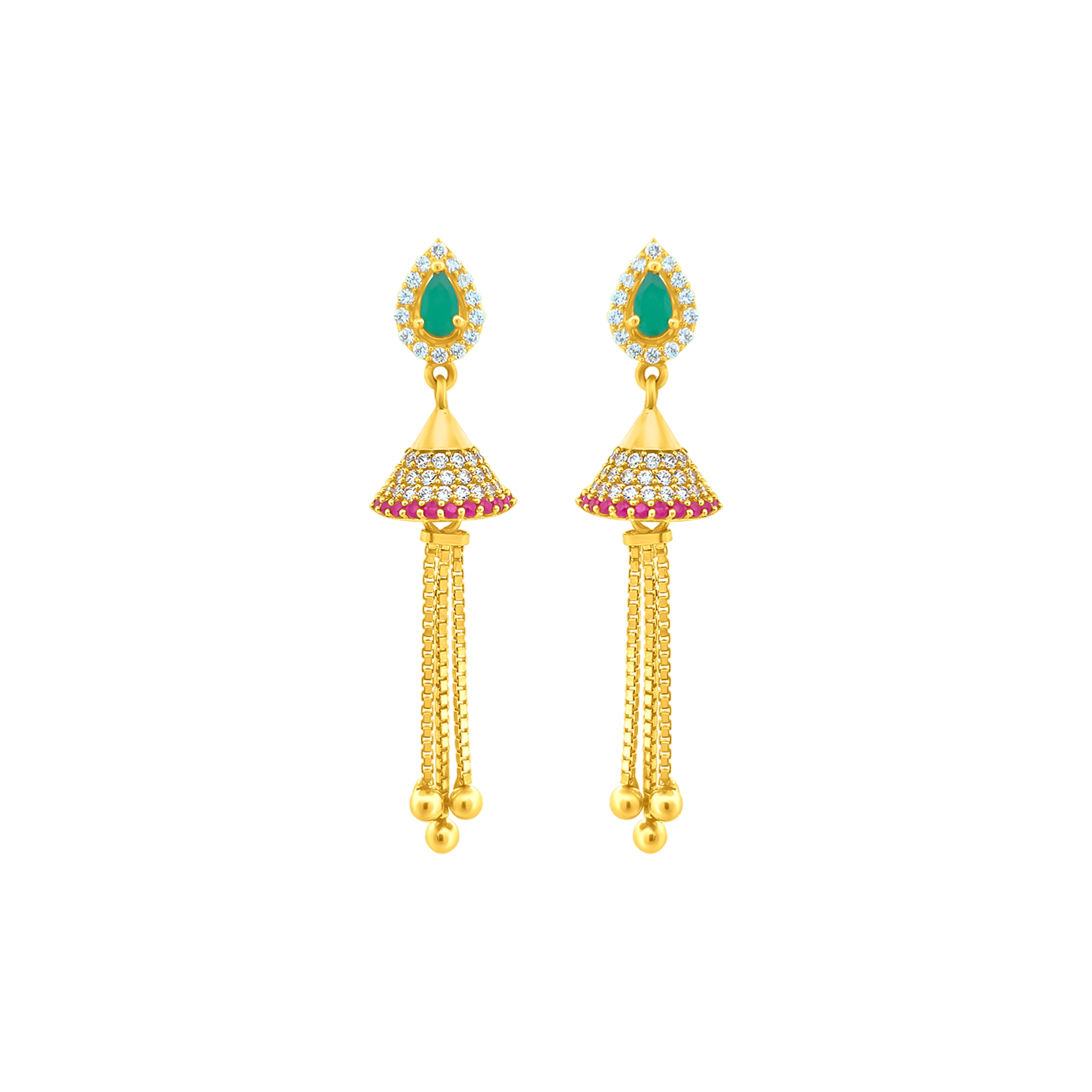 22K Gold Dangling Jhumkas