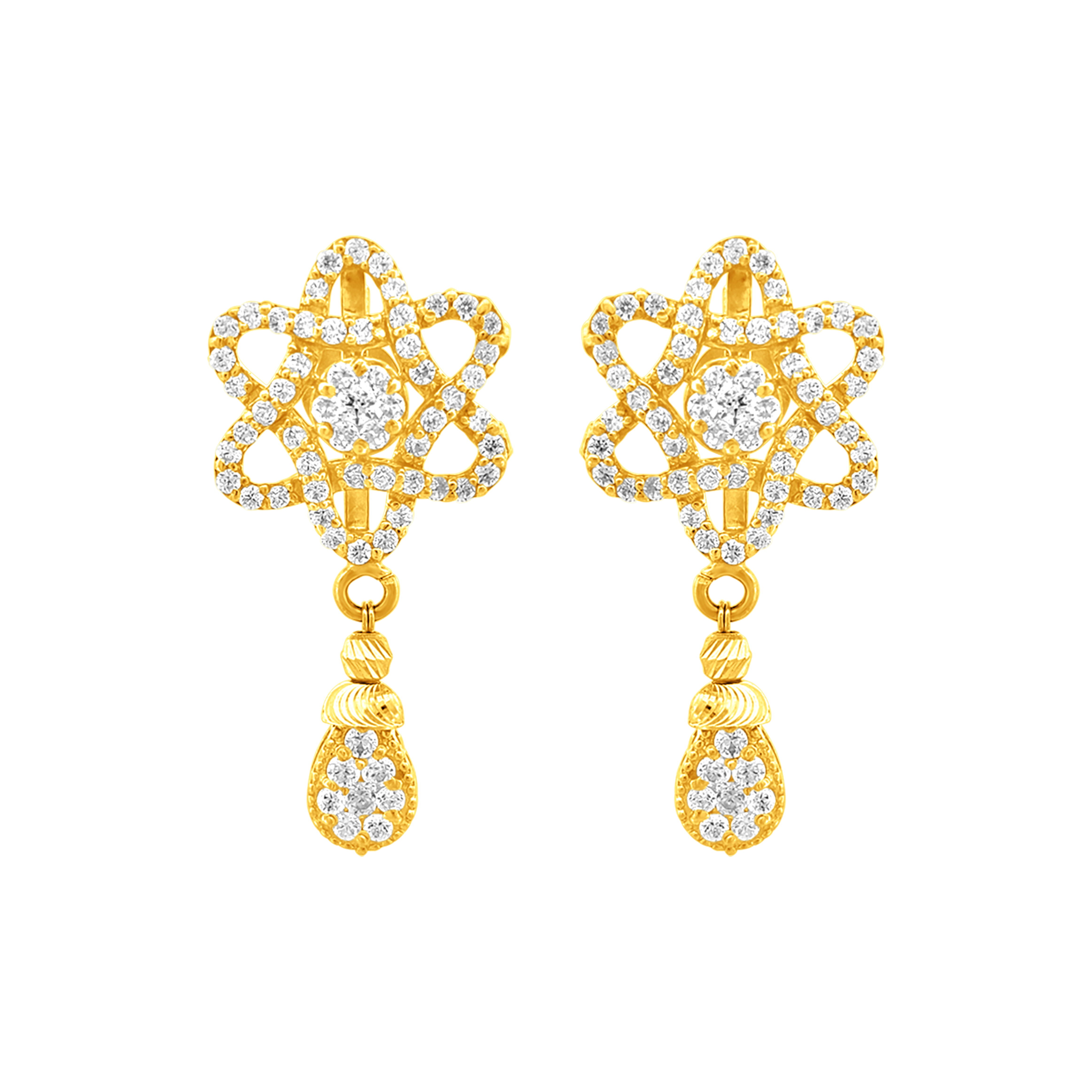 22K Gold Sparkling Floral Earrings