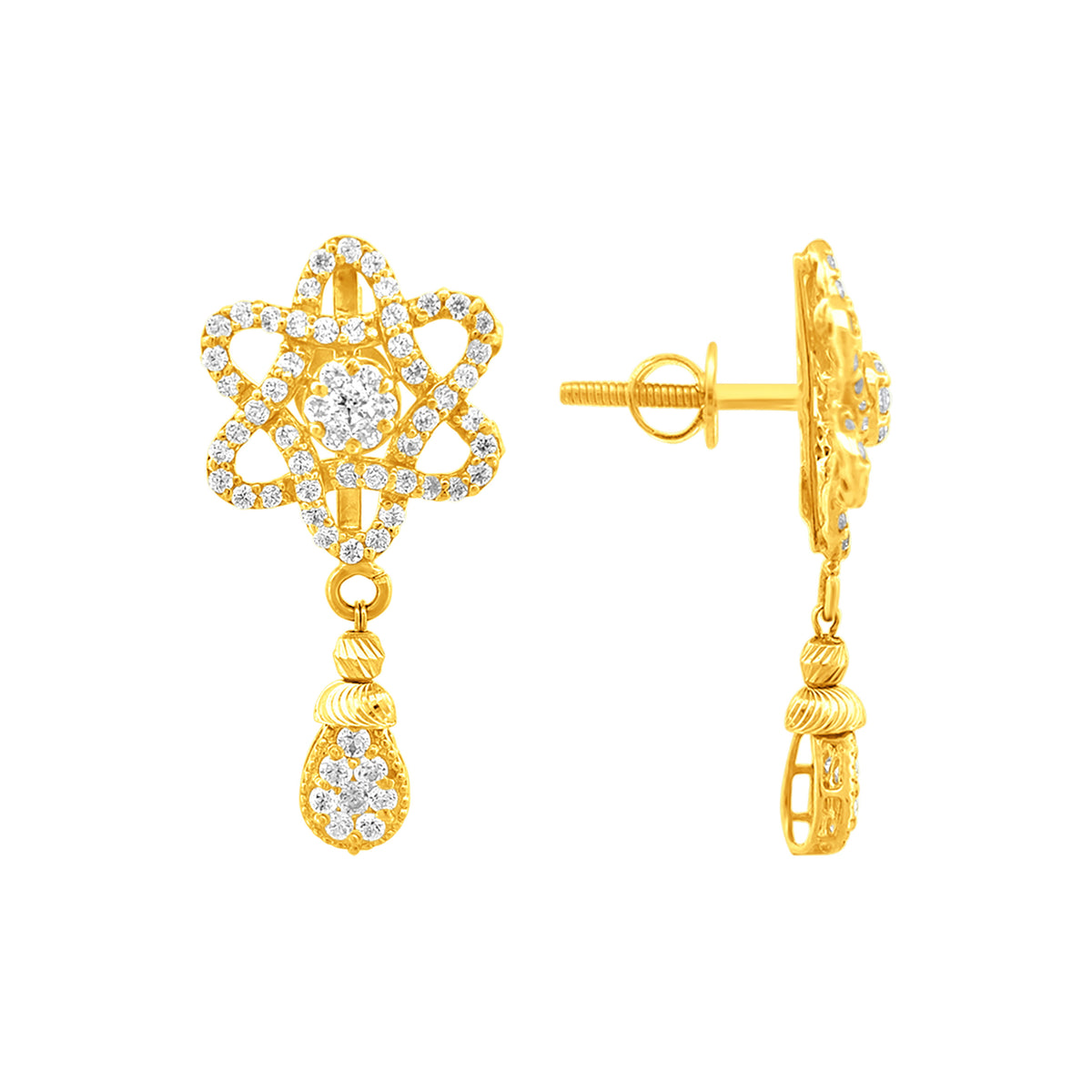 22K Gold Sparkling Floral Earrings