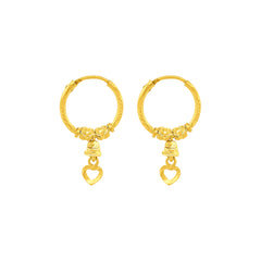 22K Gold Heart Bali Earrings
