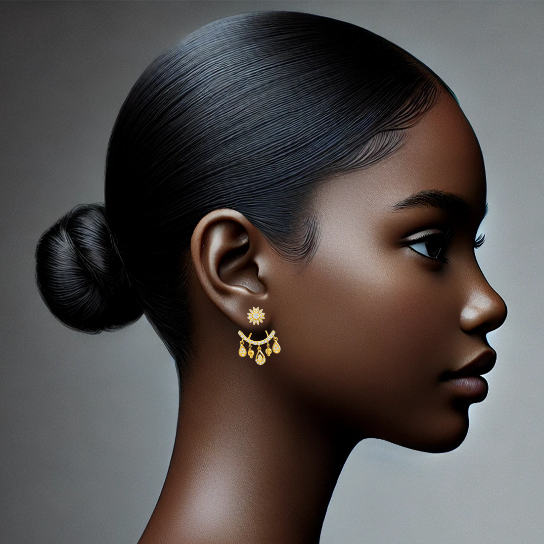 22K Gold Modern Double Earrings