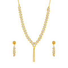 22K Gold Two-Tone Beaded Necklace & Earrings Set