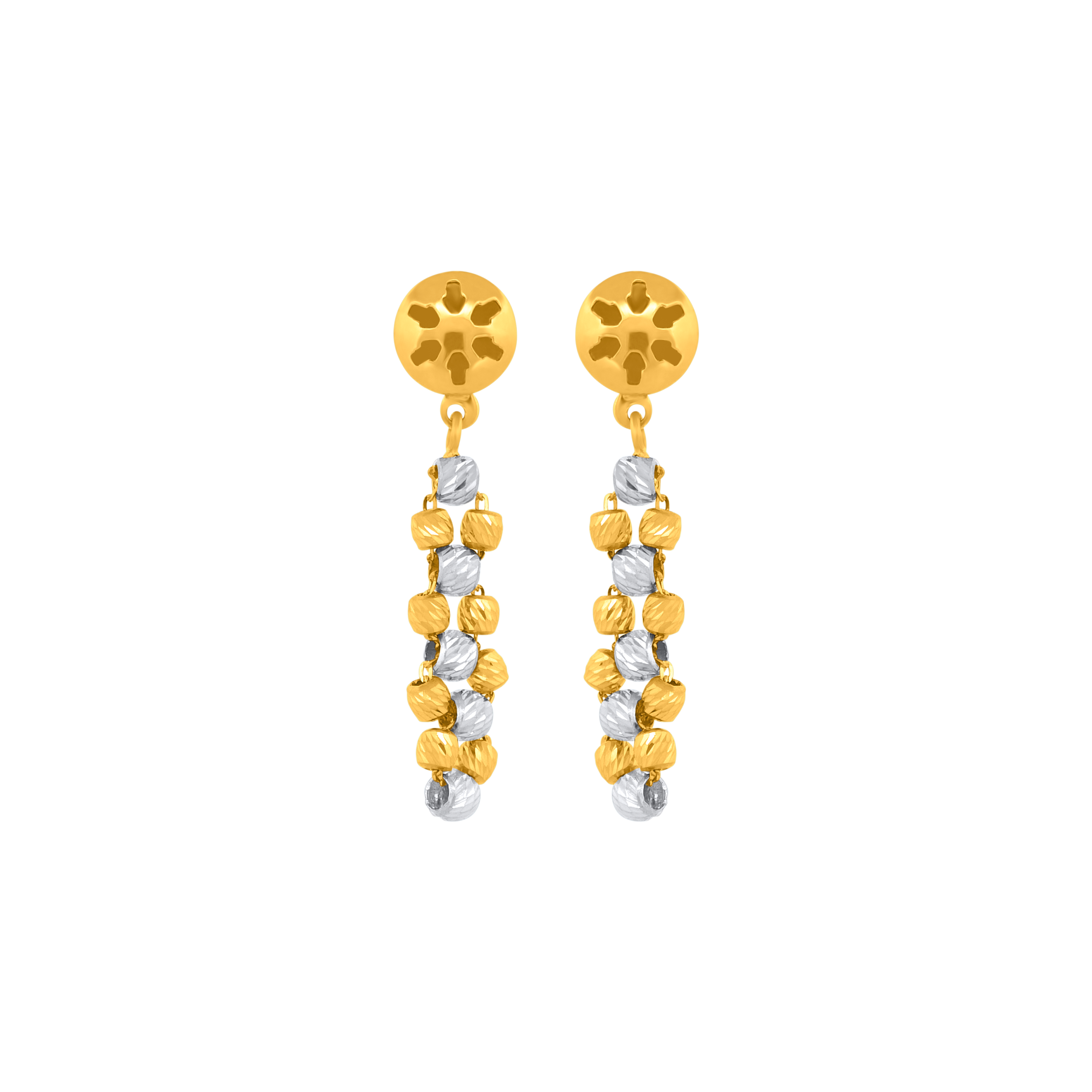 22K Gold Two-Tone Beaded Necklace & Earrings Set