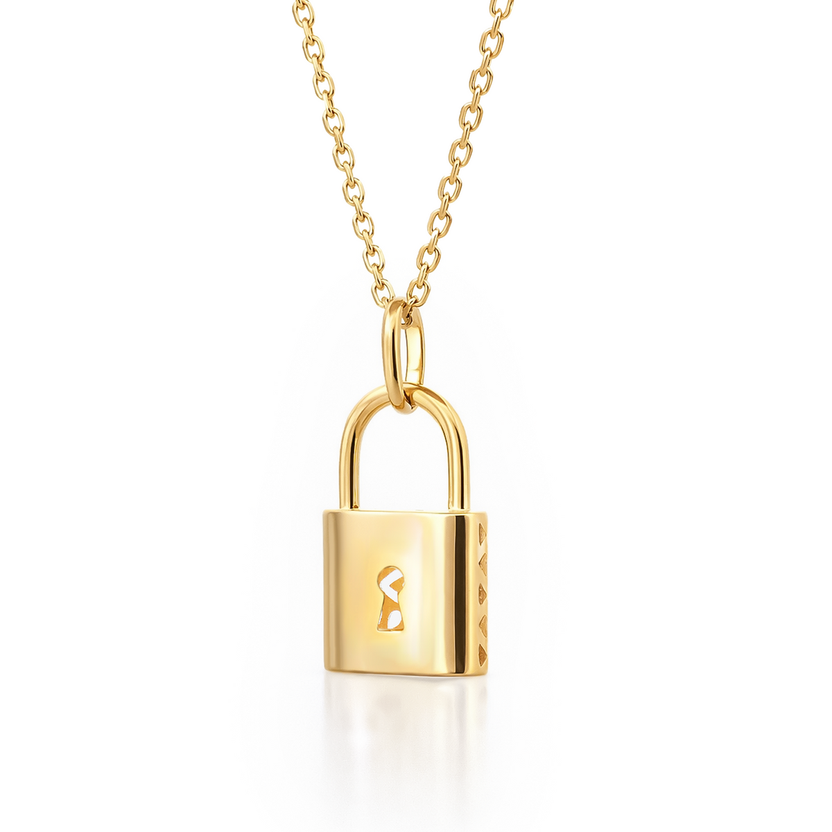 14K Gold Lock Charm Necklace