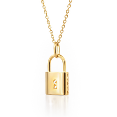 14K Gold Lock Charm Necklace