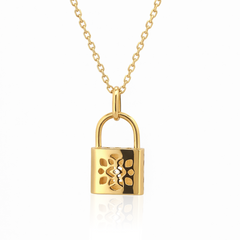 14K Gold Lock Charm Necklace